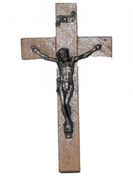 Jesus am Kreuz Holz Zinn Ablass