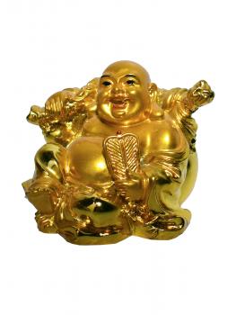 Ho Tai gold sitzend mit Fächer